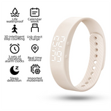 Beige Silent Vibration Alarm Smart Silicone Wristband with 3-Alarm Settings - Discreet Wake-Up Device for Teens & Adults (Vertical version)