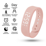 Pink Silent Vibration Alarm Smart Silicone Wristband with 3-Alarm Settings - Discreet Wake-Up Device for Teens & Adults (Horizontal version)