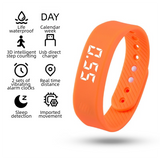 Orange Silent Vibration Alarm Smart Silicone Wristband with 3-Alarm Settings - Discreet Wake-Up Device for Teens & Adults (Horizontal version)