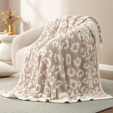 Leopard Print Checkerboard Flannel Throw Blanket(Extra Large 200 x 200 CM) - Anti-Pilling Trendy Soft Plush Blanket for Bed, Sofa & Travel