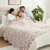 Leopard Print Checkerboard Flannel Throw Blanket(Extra Large 200 x 200 CM) - Anti-Pilling Trendy Soft Plush Blanket for Bed, Sofa & Travel