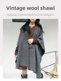 Grey Premium Knitted Wool Blend Poncho - Elegant Thickened Drape Shawl & Cape Cardigan Coat