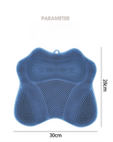 Blue 3D Butterfly Silicone Bath Massage Mat with Suction Cup & Dual-Zone Massage Bristles - Exfoliating Back Scrubber & Foot Deep Cleaner