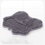 Grey 3D Butterfly Silicone Bath Massage Mat with Suction Cup & Dual-Zone Massage Bristles - Exfoliating Back Scrubber & Foot Deep Cleaner