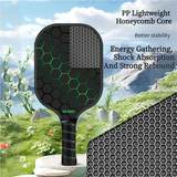 Black and Green Fiberglass Pickleball Paddle - 220g Lightweight Racket with Breathable PU Comfort Grip and Oversized Sweet Spot for Outdoor Play