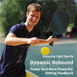 Black and Yellow Fiberglass Pickleball Paddle - 220g Lightweight Racket with Breathable PU Comfort Grip and Oversized Sweet Spot for Outdoor Play