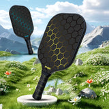 Black and Yellow Fiberglass Pickleball Paddle - 220g Lightweight Racket with Breathable PU Comfort Grip and Oversized Sweet Spot for Outdoor Play