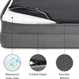 Brown Waterproof Egg-Crate Foam Therapeutic Pet Sofa Bed and Fleece Lounge (XL Size 110 x 82 x 17 CM) - Low Entry, High Bolster Support & Zipper Removable Cover