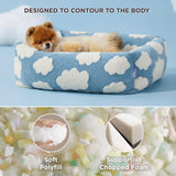 91x68x20 CM Cute Square Plush Pet Bed with Removable Cover & 5 Bolsters Support - Blue Sky and White Clouds Machine Washable Calming Dog & Cat Sofa
