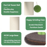 Large Multi-Functional Cat Tree & Activity Tower - All-in-One 70CM Tall Sisal Scratching Post, 31CM Diameter Plush Condo and Interactive Wobbling Feeder