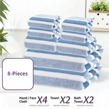 8-Piece Grey Luxury Coral Fleece Towel & Bath Sheet Set - Ultra-Soft High-Density Absorbent Towels Complete Bundle