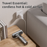 White Wireless Rechargeable Hot & Cold Hair Dryer - Lightweight Portable Blow Dryer with Blue Light Ion Care, 3 Speed & Temperature Settings