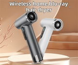 Grey Wireless Rechargeable Hot & Cold Hair Dryer - Lightweight Portable Blow Dryer with Blue Light Ion Care, 3 Speed & Temperature Settings