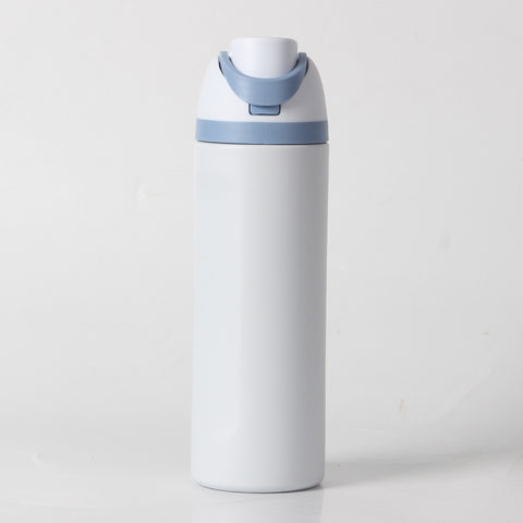 24oz Light Blue Large Thermal Water Bottle with Dual-Sipping Lid & Built-in Straw - Leak-Proof 304 Stainless Steel Outdoor Sports Flask