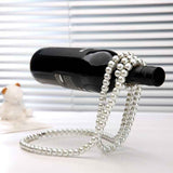 Black Luxury Pearl Floating Wine Rack - Creative Gravity-Defying Wine Bottle Holder, Minimalist Entryway Accent and Unique Gift Idea