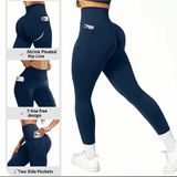 S Size Black Breathable High-Waist Ruched Butt-Lift Yoga Leggings - Dual Pockets & No Front T - LineNaked-Feel Performance Tights for Gym, Running & Pilates