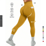 S Size Black Breathable High-Waist Ruched Butt-Lift Yoga Leggings - Dual Pockets & No Front T - LineNaked-Feel Performance Tights for Gym, Running & Pilates