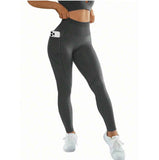 S Size Dark Grey Breathable High-Waist Ruched Butt-Lift Yoga Leggings - Dual Pockets & No Front T - LineNaked-Feel Performance Tights for Gym, Running & Pilates