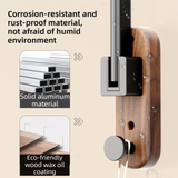 23CM Moisture Aluminum Folding Towel Rack Integrated Bottom Hook - 90° Folding Black Walnut Grain Wall-Mounted Drying Rod and Organize