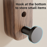 33CM Moisture Aluminum Folding Towel Rack Integrated Bottom Hook - 90° Folding Black Walnut Grain Wall-Mounted Drying Rod and Organize