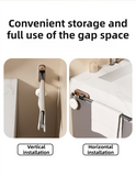 43CM Moisture Aluminum Folding Towel Rack Integrated Bottom Hook - 90° Folding Black Walnut Grain Wall-Mounted Drying Rod and Organize
