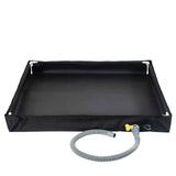 80x80x10CM Black Portable Outdoor Shower Tray & Versatile Collapsible Water Basin - Reinforced Support and Drainage System- Leak-proof Oxford Large Base for Camping, Beach & Garden