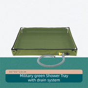 80x80x10CM Green Portable Outdoor Shower Tray & Versatile Collapsible Water Basin - Reinforced Support and Drainage System- Leak-proof Oxford Large Base for Camping, Beach & Garden