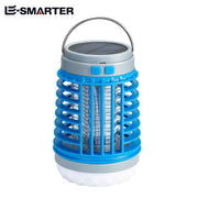 Blue 2-in-1 Cordless Flashlight & Zapper Lantern - Solar / USB Charging, 360° High Voltage Grid and Hanging Hook - Waterproof Mosquito Killer & 4-Mode Camping Light for Outdoor, Home & Patio
