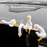 4-Piece Adorable Pomelo Duckies Resin Figurine with Adhesive Backing - Creative Desktop & Car Ornaments for Computer Monitors & Home Decor