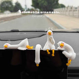 4-Piece Adorable Pomelo Duckies Resin Figurine with Adhesive Backing - Creative Desktop & Car Ornaments for Computer Monitors & Home Decor
