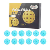 12-Pack Light Blue Professional Outdoor Pickleballs in Deluxe Gift Box - Seamless Crack-Resistant 40-Hole Training Balls Set