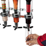 Professional Wall-Mounted Alcohol Tot Dispenser (3 Head) - Heavy Duty Adjustable Metal Wine Rack Decor with Spring-Loaded Bottle Holder