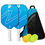 Gradient Blue Fiberglass Pickleball Paddle Set - USAPA High-Rebound Dual Rackets (TPU Edge), 4 Outdoor Balls & Triangle Carry Case for Outdoor Play