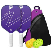 Gradient Purple Fiberglass Pickleball Paddle Set - USAPA High-Rebound Dual Rackets (TPU Edge), 4 Outdoor Balls & Triangle Carry Case for Outdoor Play
