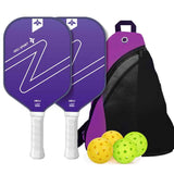 Gradient Purple Fiberglass Pickleball Paddle Set - USAPA High-Rebound Dual Rackets (TPU Edge), 4 Outdoor Balls & Triangle Carry Case for Outdoor Play