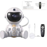 USB Powered Astronaut Nebula Projector & Starry Night Ambient Light with Rocket Accents - 8 Nebula Effects, 360° Rotating Head & Remote Control