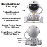 USB Powered Astronaut Nebula Projector & Starry Night Ambient Light with Airplane Accents - 8 Nebula Effects, 360° Rotating Head & Remote Control