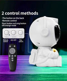USB Powered Astronaut Nebula Projector & Starry Night Ambient Light with Small Rocket Accents - 8 Nebula Effects, 360° Rotating Head & Remote Control