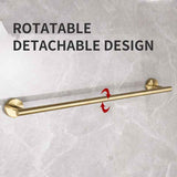 5PCS Matt Gold Stainless Steel Bathroom Organizer Set - Wall-Mounted Rotatable Towel Bar, Toilet Paper Holder, Towel Ring & Versatile T-shaped Hooks
