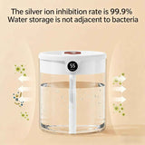 White 2L Dual-Spray Ultrasonic Humidifier and Air Diffuser with Night Light - USB Powered, Quiet Operation, Smart Digital Display & Real-Time Humidity Sensor