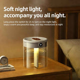Pink 2L Dual-Spray Ultrasonic Humidifier and Air Diffuser with Night Light - USB Powered, Quiet Operation, Smart Digital Display & Real-Time Humidity Sensor