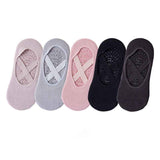 5-Pair Premium Non-Slip Yoga & Pilates Socks with Elastic Cross-Straps - Breathable Cotton Ballet-Style High Grip Socks (5-Colors)