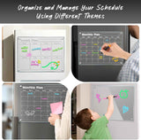 4-Piece Magnetic Acrylic Fridge Monthly + Weekly + Daily Planner Boards Set - Reusable Minimalist Memo Board with 6 Markers and Dry Eraser
