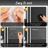 4-Piece Magnetic Acrylic Fridge Monthly + Weekly + Daily Planner Boards Set - Reusable Minimalist Memo Board with 6 Markers and Dry Eraser