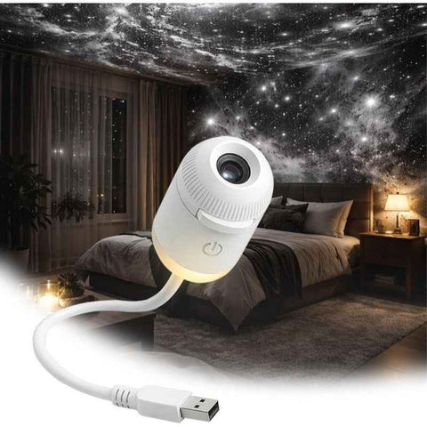 Portable USB Galaxy Night Light Projector with 10 Projection Films - Touch-Controlled Rotating Starry Sky Lamp for Bedroom, Nursery and Car