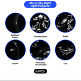 3-Pack Portable USB Galaxy Night Light Projector with 6 Projection Films - Touch-Controlled Rotating Starry Sky Lamp for Bedroom, Nursery and Car
