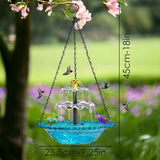 Pink Solar Hanging 3-Layer Cascade Bird Bath Fountain & Wildlife Feeder - 9.25"W Bird Bath Bowl with Solar Powered Pump for Outdoor Garden Backyard Patio Lawn