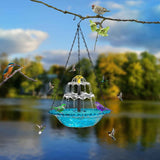 Pink Solar Hanging 3-Layer Cascade Bird Bath Fountain & Wildlife Feeder - 9.25"W Bird Bath Bowl with Solar Powered Pump for Outdoor Garden Backyard Patio Lawn
