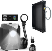 Portable Rechargeable Camping Shower Pump Kit with Digital Temperature Display, 4-Level LED Light, 5-Gear Water Flow - Includes 80x80CM Foldable Shower Basin Tray