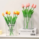 Minimalist Clear Acrylic Book Vase - Space Saving Desktop Ornament & Bookish Gift- Durable Unbreakable Hydroponic Vessel for Home and Office Decor